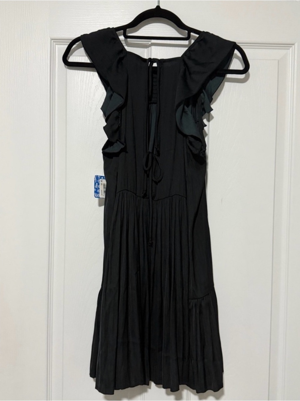 FREE PEOPLE Want Your Love Mini Dress Black Ruffle Boho Babydoll Size XS NWT - Picture 15 of 16